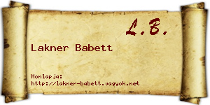 Lakner Babett névjegykártya